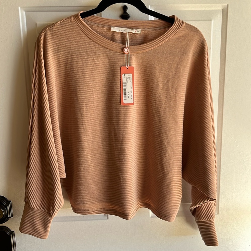 Lush L/S Crop Yummy Rib Top in Camel M